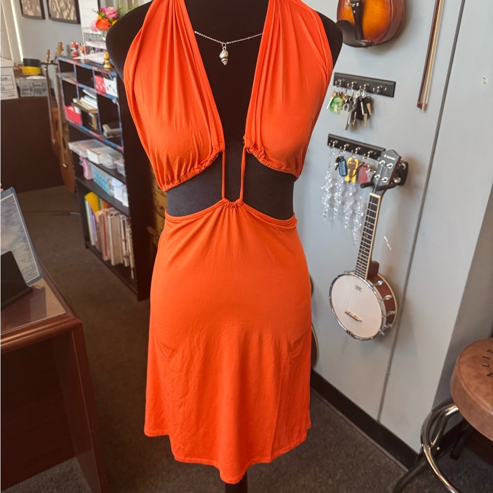 H&M Vibrant Orange Backless Dress